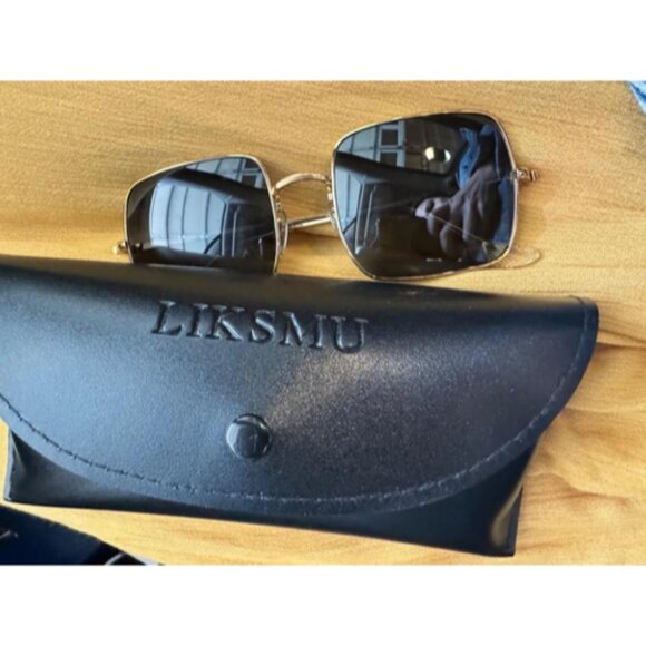 Square Sunglasses for Women Men Polarized Vintage Retro Metal Frame Green - Picture 3 of 3